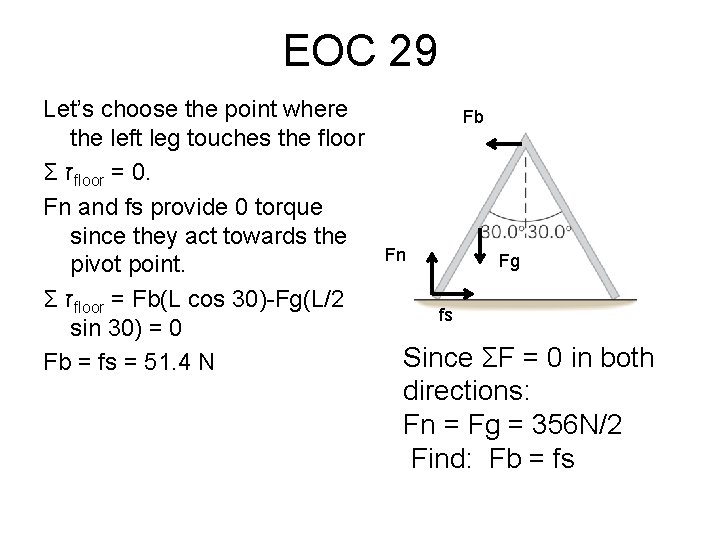 EOC 29 Let’s choose the point where the left leg touches the floor Σ
