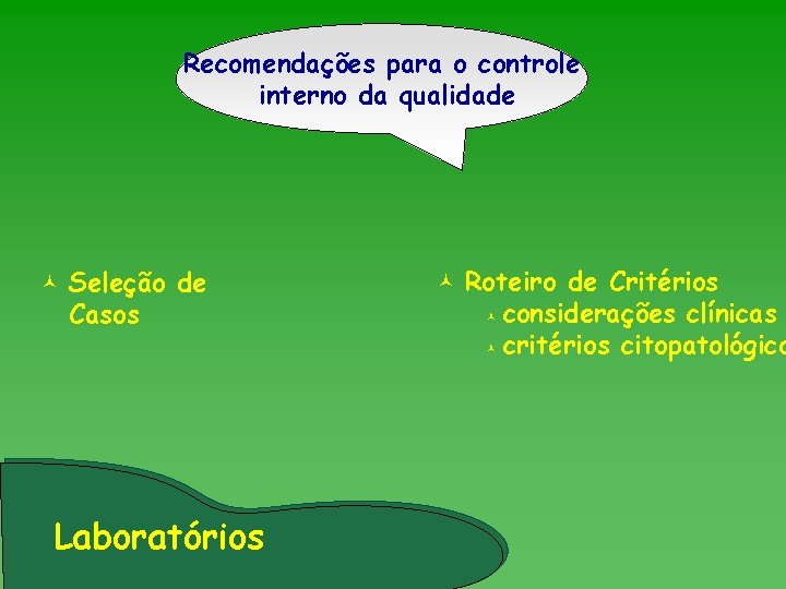 Recomendações para o controle interno da qualidade © Seleção de Casos Laboratórios © Roteiro