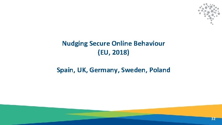 Nudging Secure Online Behaviour (EU, 2018) Spain, UK, Germany, Sweden, Poland 32 