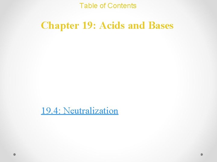 Table of Contents Chapter 19: Acids and Bases 19. 4: Neutralization 