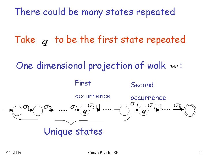 There could be many states repeated Take to be the first state repeated One