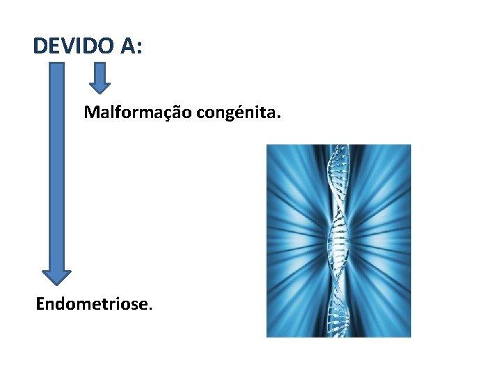 DEVIDO A: Malformação congénita. Endometriose. 