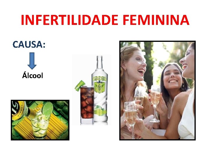INFERTILIDADE FEMININA CAUSA: Álcool 