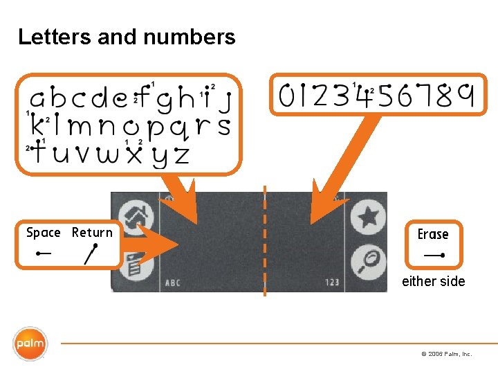 Letters and numbers either side © 2006 Palm, Inc. 