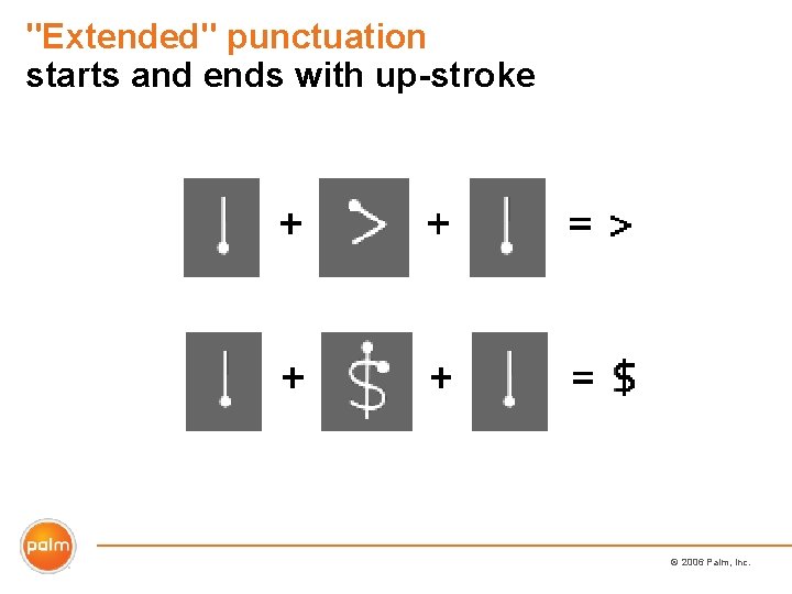 "Extended" punctuation starts and ends with up-stroke © 2006 Palm, Inc. 