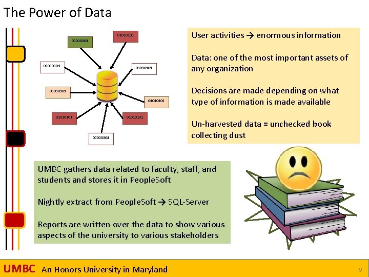 The Power of Data User activities → enormous information 01010101 01010101 0101 Data: one