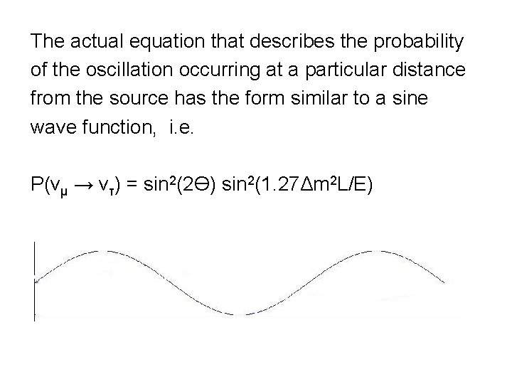 The actual equation that describes the probability of the oscillation occurring at a particular