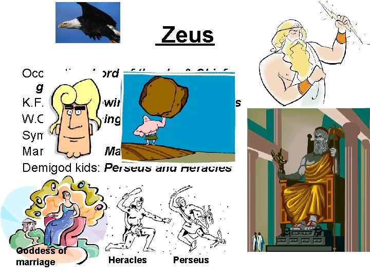 Zeus Occupation: Lord of the sky & Chief god K. F. : Overthrowing Dad,