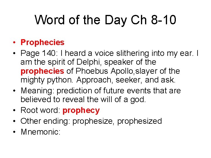 Word of the Day Ch 8 -10 • Prophecies • Page 140: I heard