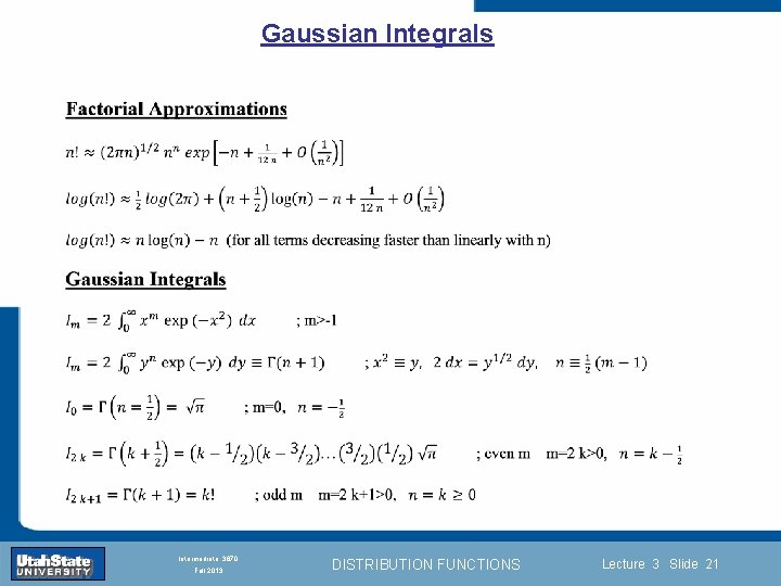 Gaussian Integrals Introduction Section 0 Lecture 1 Slide 21 INTRODUCTION TO Modern Physics PHYX