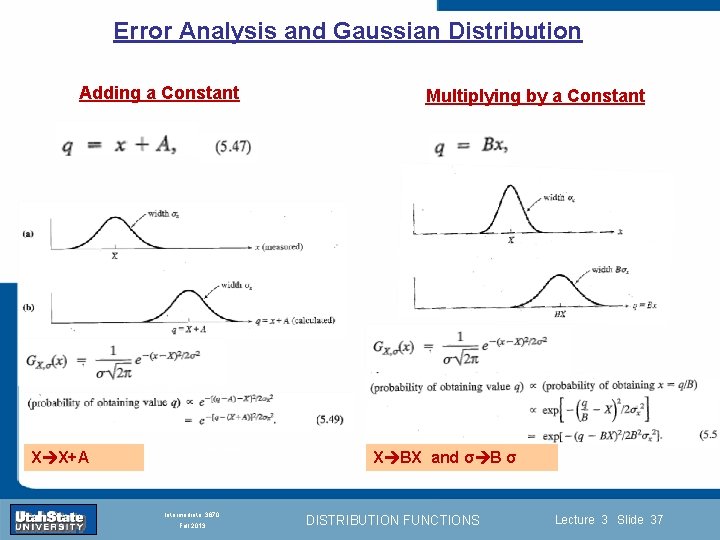 Error Analysis and Gaussian Distribution Adding a Constant Introduction X X+A Section 0 Multiplying
