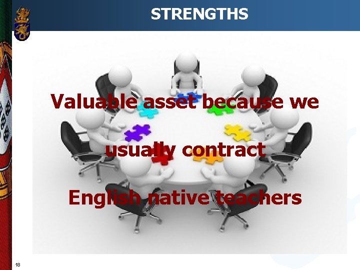 STRENGTHS Valuable asset because we usually contract English native teachers 18 