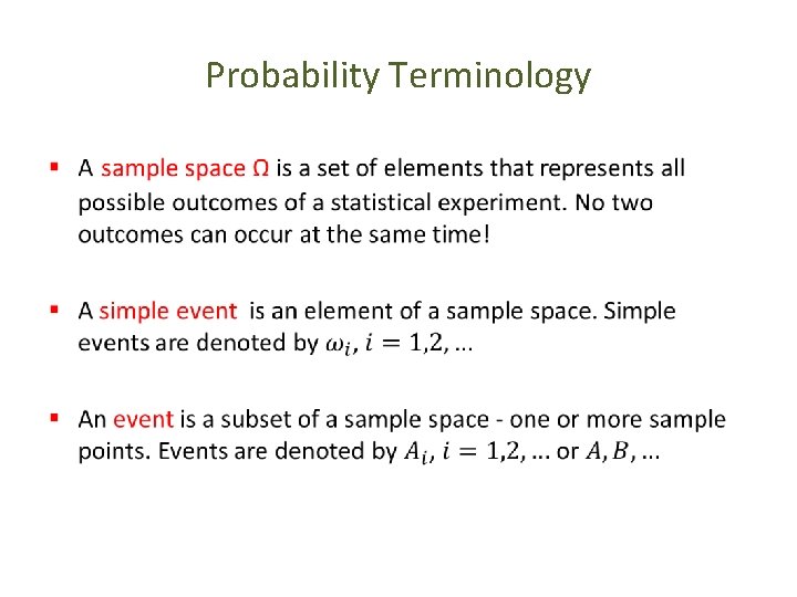 Probability Terminology • 