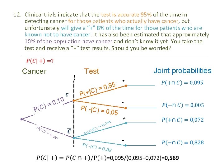 12. Clinical trials indicate that the test is accurate 95% of the time in