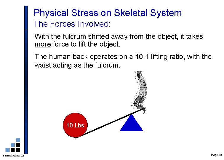 Physical Stress on Skeletal System The Forces Involved: With the fulcrum shifted away from