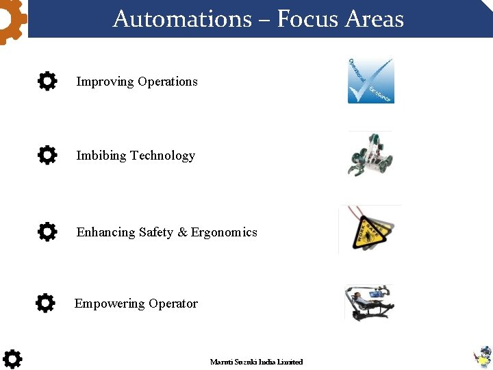 Automations – Focus Areas Improving Operations Imbibing Technology Enhancing Safety & Ergonomics Empowering Operator