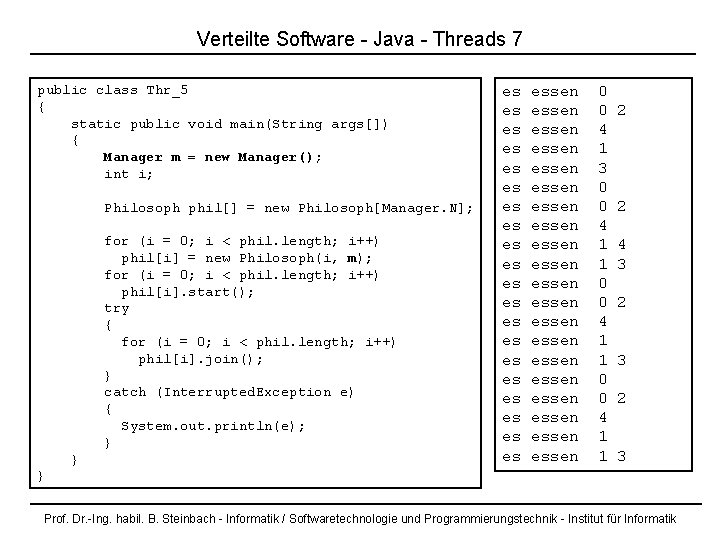 Verteilte Software - Java - Threads 7 public class Thr_5 { static public void