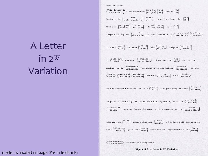 A Letter in 237 Variation (Letter is located on page 326 in textbook) 