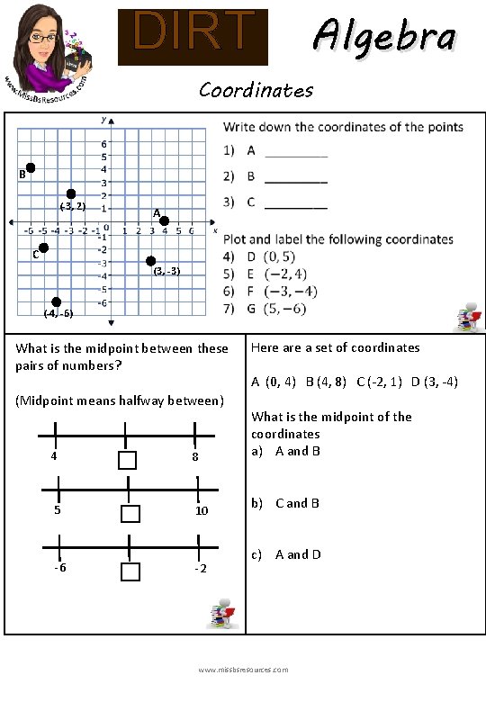 DIRT Algebra Coordinates B (-3, 2) A C (3, -3) (-4, -6) What is