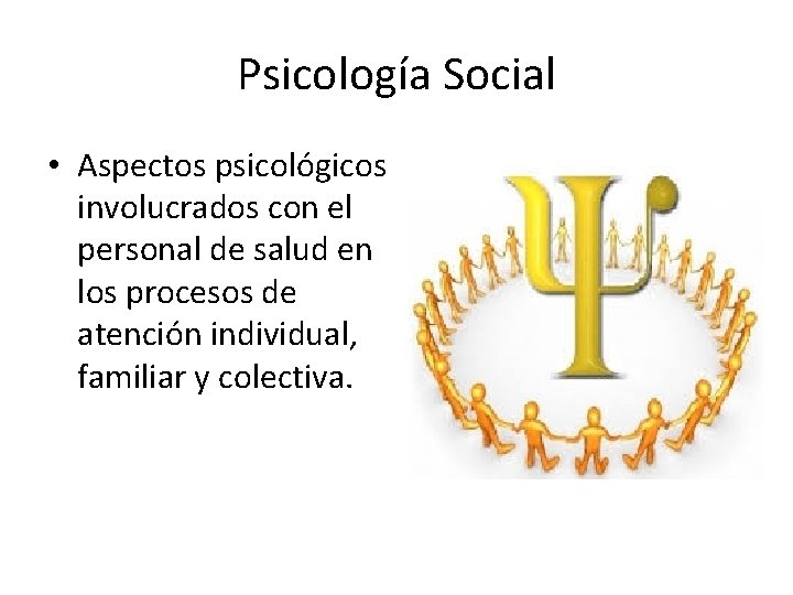 Psicología Social • Aspectos psicológicos involucrados con el personal de salud en los procesos