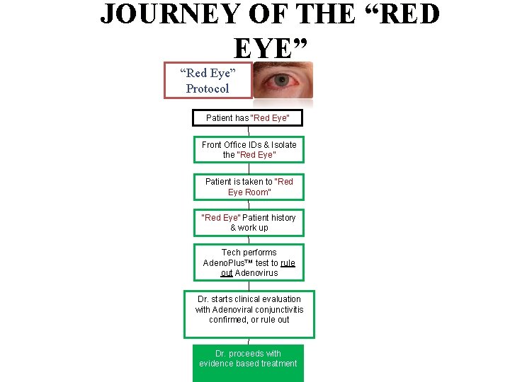 JOURNEY OF THE “RED EYE” “Red Eye” Protocol Patient has “Red Eye” Front Office