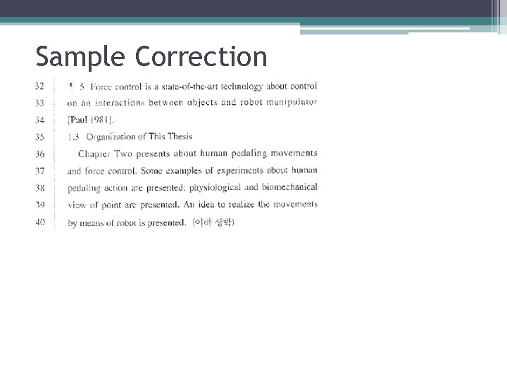 Sample Correction 