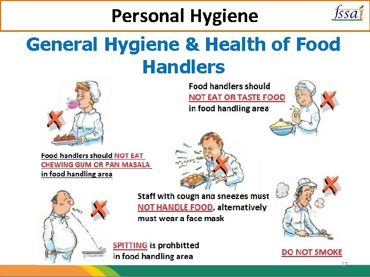 Personal Hygiene General Hygiene & Health of Food Handlers 17 