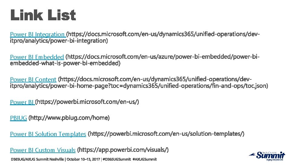 Power BI Integration Power BI Embedded Power BI Content Power BI PBIUG Power BI