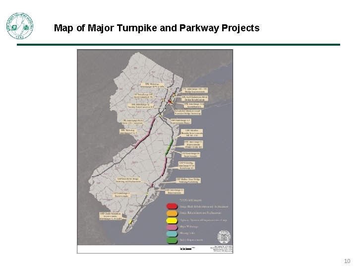 Map of Major Turnpike and Parkway Projects 10 