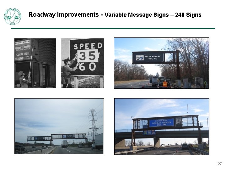 Roadway Improvements - Variable Message Signs – 240 Signs 27 