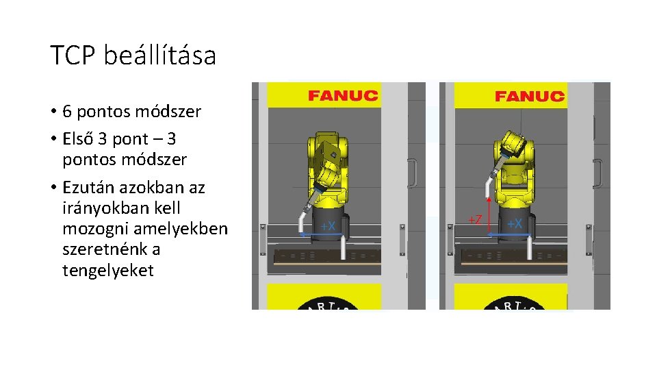 TCP beállítása • 6 pontos módszer • Első 3 pont – 3 pontos módszer