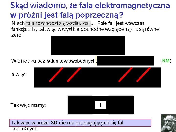 Skąd wiadomo, że fala elektromagnetyczna w próżni jest falą poprzeczną? Niech fala rozchodzi się