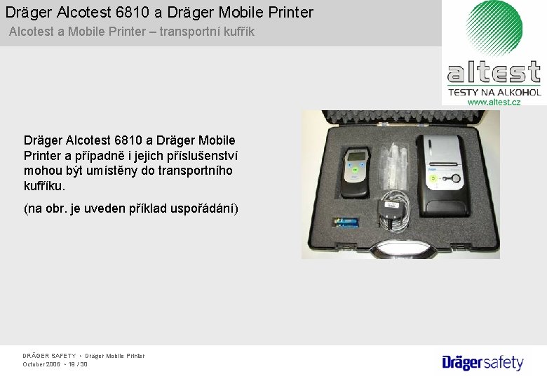 Dräger Alcotest 6810 a Dräger Mobile Printer Alcotest a Mobile Printer – transportní kufřík