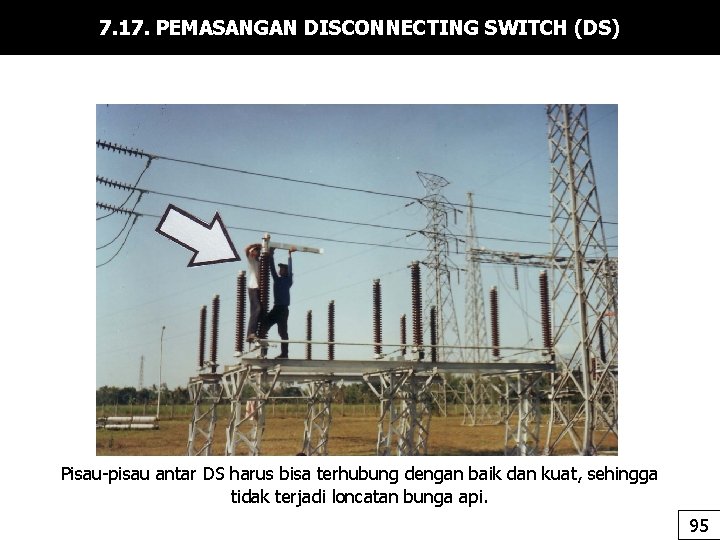 7. 17. PEMASANGAN DISCONNECTING SWITCH (DS) Pisau-pisau antar DS harus bisa terhubung dengan baik