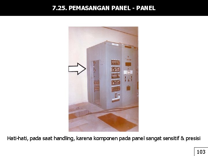 7. 25. PEMASANGAN PANEL - PANEL Hati-hati, pada saat handling, karena komponen pada panel