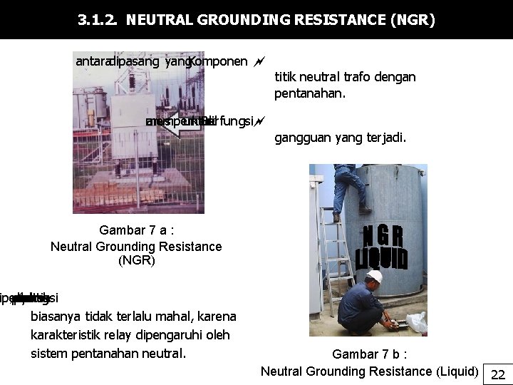 3. 1. 2. NEUTRAL GROUNDING RESISTANCE (NGR) antaradipasang yang. Komponen titik neutral trafo dengan