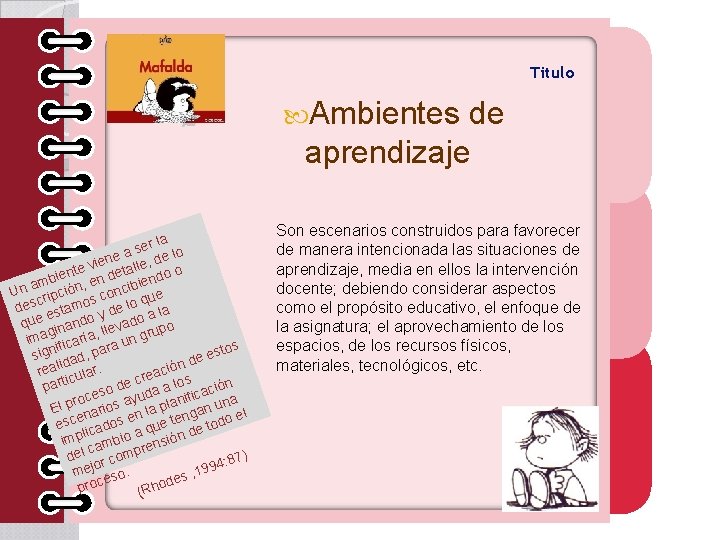 Titulo Ambientes de aprendizaje r la e s lo a ene lle, de i