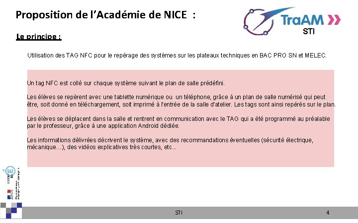 Proposition de l’Académie de NICE : STI Le principe : Utilisation des TAG NFC