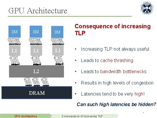 GPU Architecture SM SM SM L 1 L 1 L 2 DRAM Consequence of