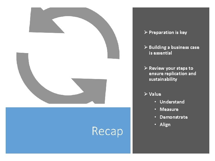 Ø Preparation is key Ø Building a business case is essential Ø Review your