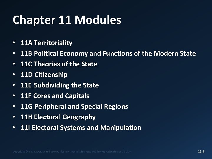 Chapter 11 Modules • • • 11 A Territoriality 11 B Political Economy and