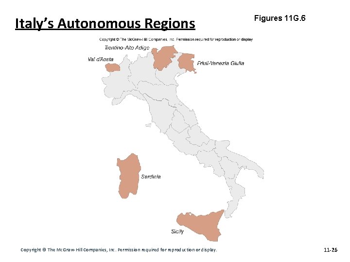 Italy’s Autonomous Regions Copyright © The Mc. Graw-Hill Companies, Inc. Permission required for reproduction