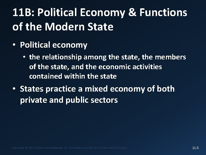 11 B: Political Economy & Functions of the Modern State • Political economy •