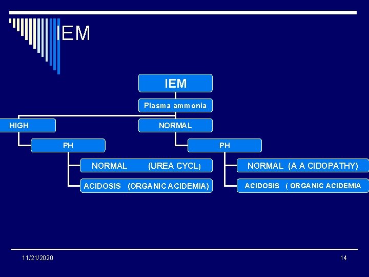 IEM Plasma ammonia HIGH NORMAL PH PH NORMAL (UREA CYCL) ACIDOSIS (ORGANIC ACIDEMIA) 11/21/2020