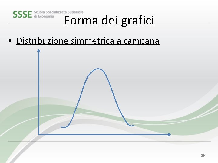 Forma dei grafici • Distribuzione simmetrica a campana 39 