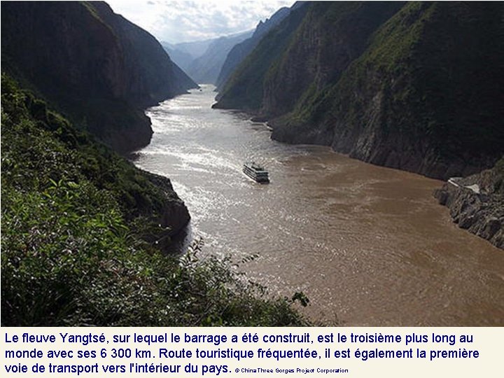 Le fleuve Yangtsé, sur lequel le barrage a été construit, est le troisième plus