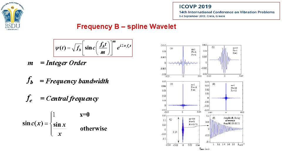 Frequency B – spline Wavelet m = Integer Order fb = Frequency bandwidth fc Frequency B – spline Wavelet m = Integer Order fb = Frequency bandwidth fc