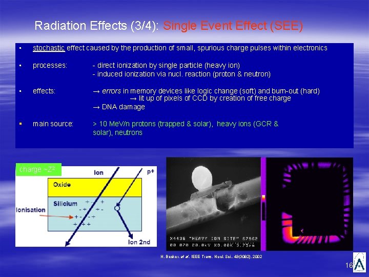 Radiation Effects (3/4): Single Event Effect (SEE) ▪ stochastic effect caused by the production