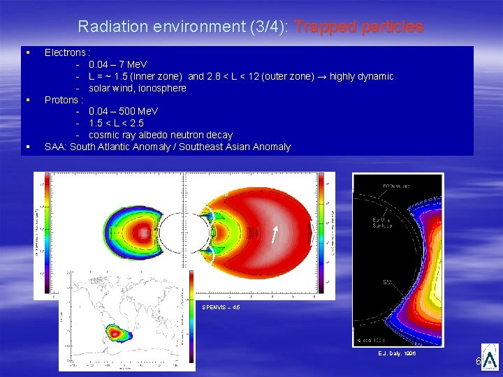 Radiation environment (3/4): Trapped particles § § § Electrons : - 0. 04 –