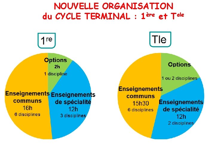 NOUVELLE ORGANISATION du CYCLE TERMINAL : 1ère et Tale 2 h 